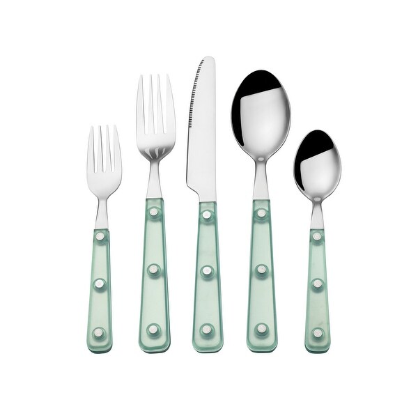 Mikasa Living 18.0 Green Translucent Handle 20 pCFlatware Set. Opens flyout.