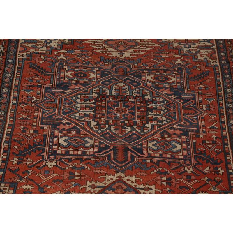 Pre-1900 Antique Heriz Persian Rug Handmade Wool Carpet - 8'11"x 12'5"