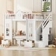 preview thumbnail 2 of 9, Twin Bunk Bed with Convertible Desk and Playhouse Design, White