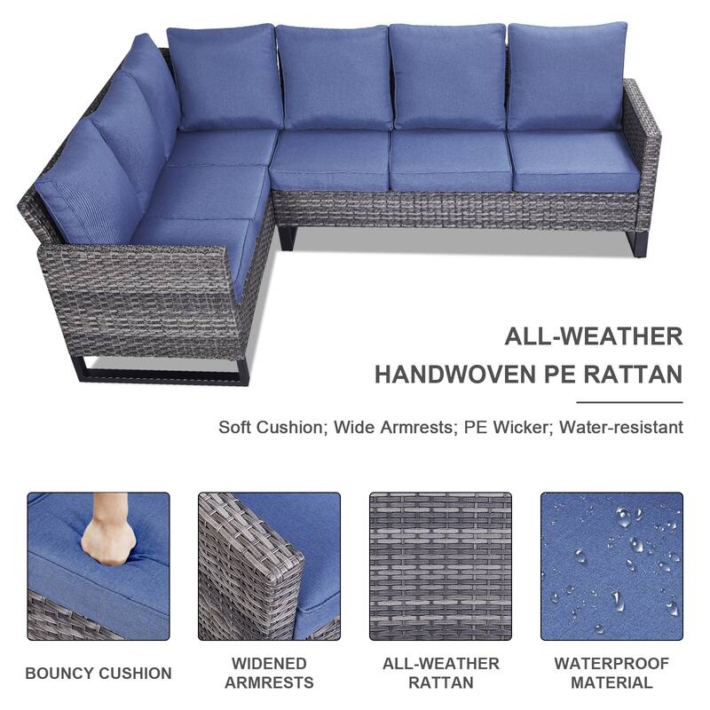 Gymojoy Sectional Sofa High Back Patio Sofa