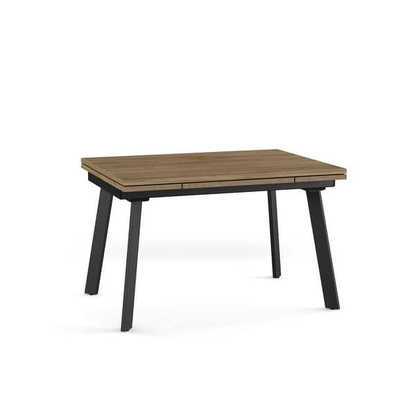 slide 2 of 16, Amisco Lizzy Extendable Dining Table - 36" x 48" + 12" (2) 36" x 48" + 12" (2) - Brown TFL / Black Metal