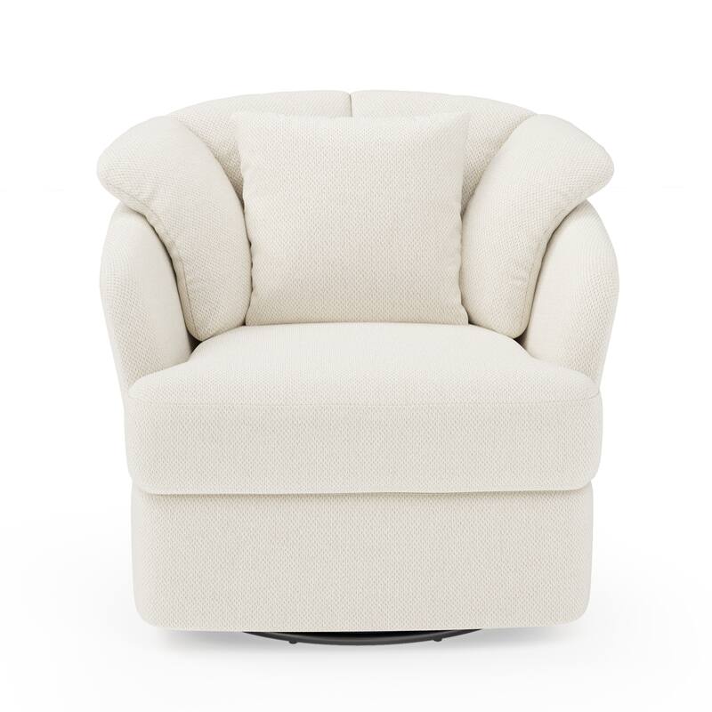 LUE BONA Oversized Swivel Accent Chair, Modern Barrel Chair with Double Cushion - N/A