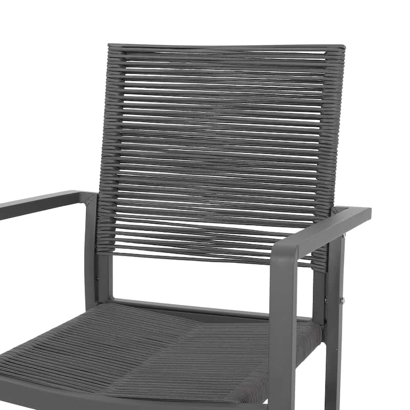 Outdoor Modern Aluminum Dining Chair with Rope Seat (Set of 2)