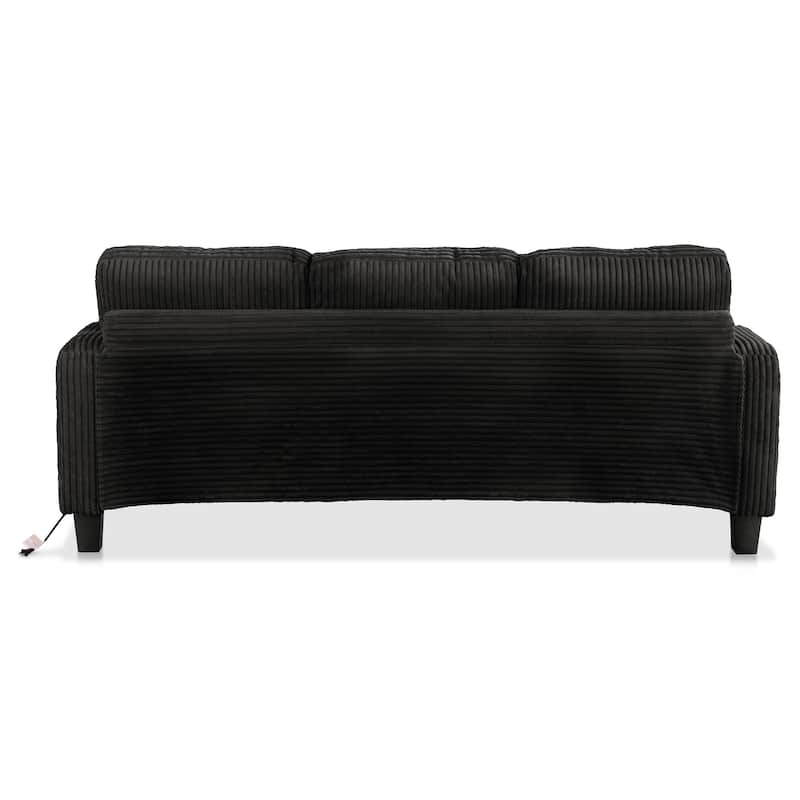 DH BASIC Modern Chenille Sofa with Cup Holders and USB Ports by Denhour
