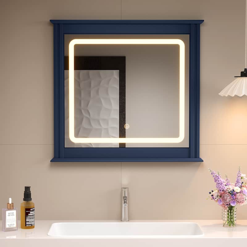 Smart LED Vanity Mirror with 3-Color Light - Blue
