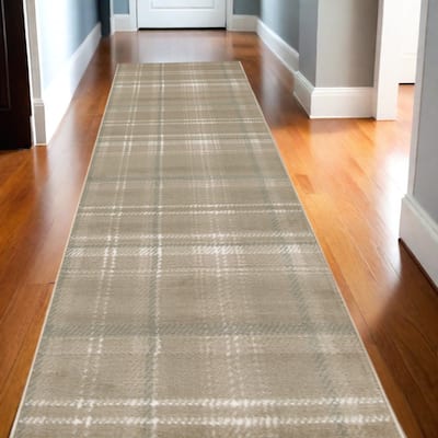 HomeRootsPlaid Cottage Runner Area Rug - 144' X '27' X '0.5