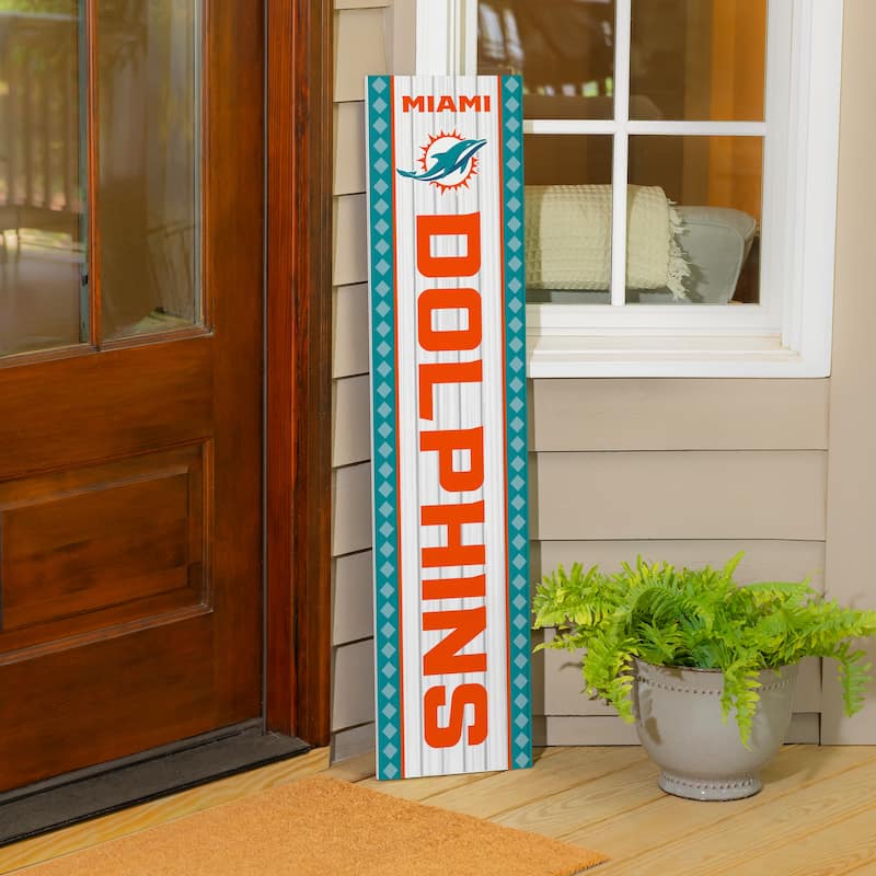 47" Double Sided Seasonal Porch Leaner, Miami Dolphins - 47" x 11.25"