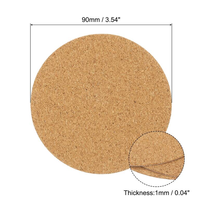 Round Coasters 1mm Thick Cork Cup Mat Self-Adhesive Pad