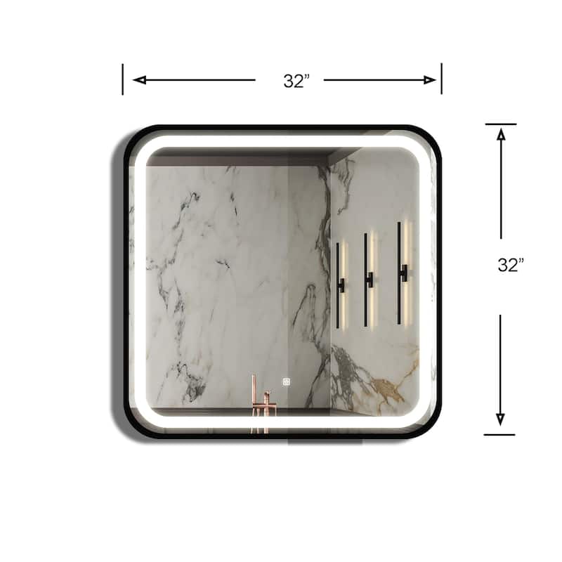 Framed Anti-Fog Wall Mounted LED Bathroom Vanity Mirror