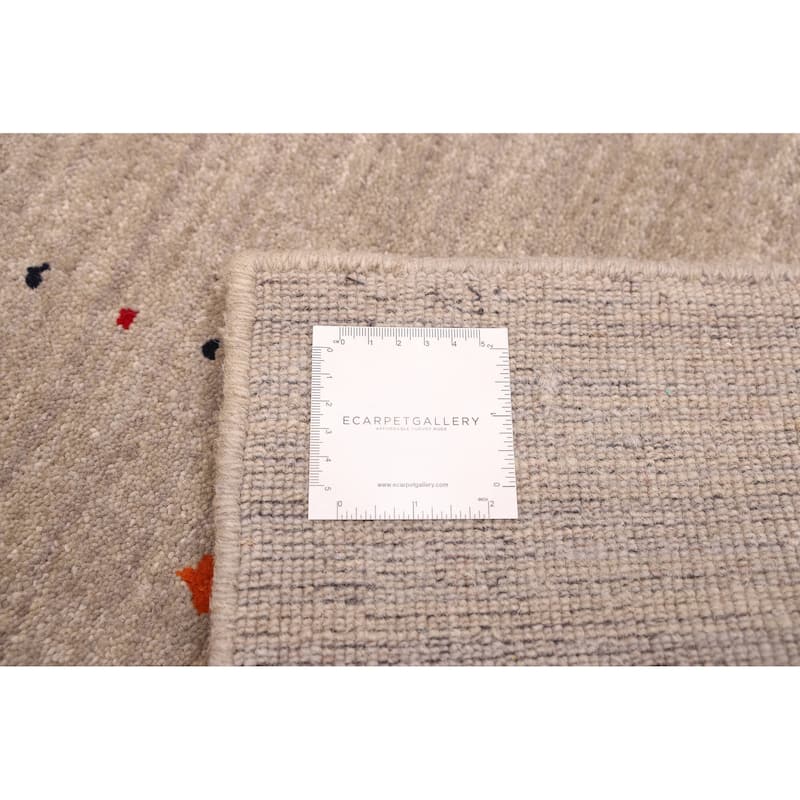 ECARPETGALLERY Hand Loomed Kashkuli Gabbeh Light Grey Wool Rug - 5'0 x 8'0