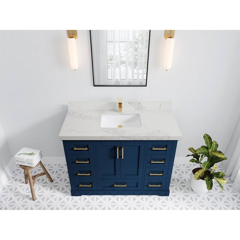 Willow Collection 48 in W x 22 in D x 36 in H Boston Single Bowl Sink Bathroom Vanity with Countertop