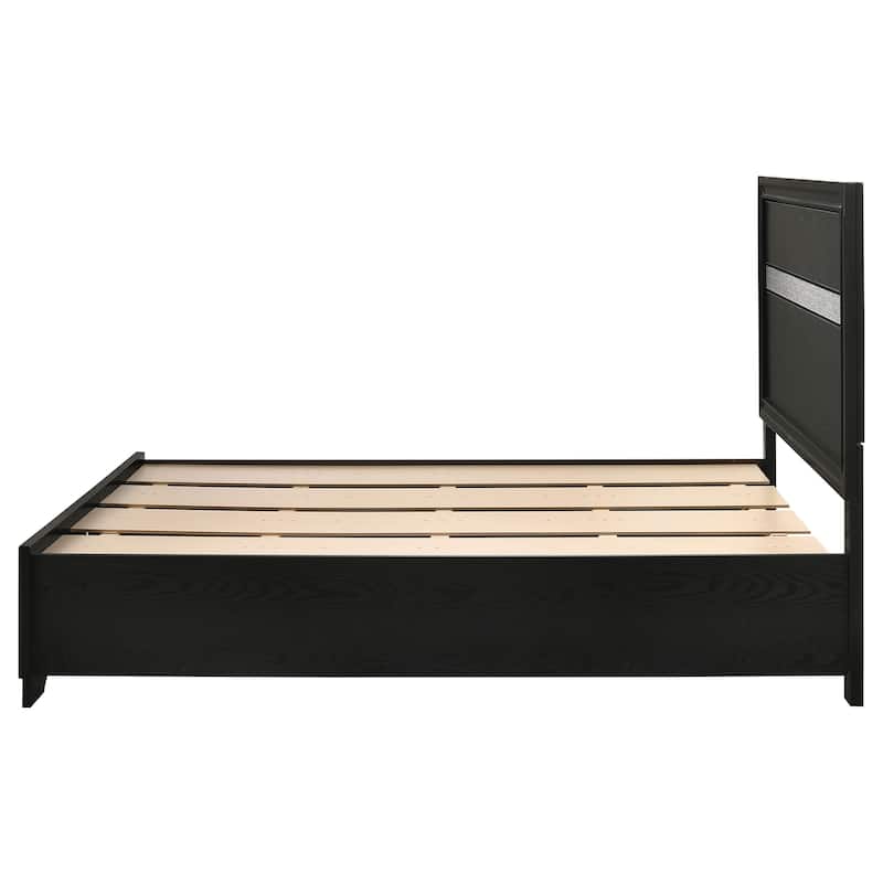 Full Size Solid Wood Panel Bed with Integrated Drawers and Slatted Platform