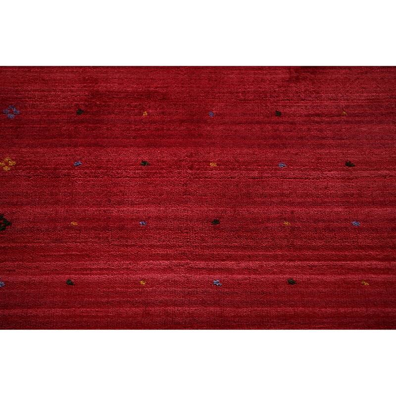 Tribal Red Gabbeh Indian Area Rug Handmade Silk Carpet - 7'10"x 9'8"
