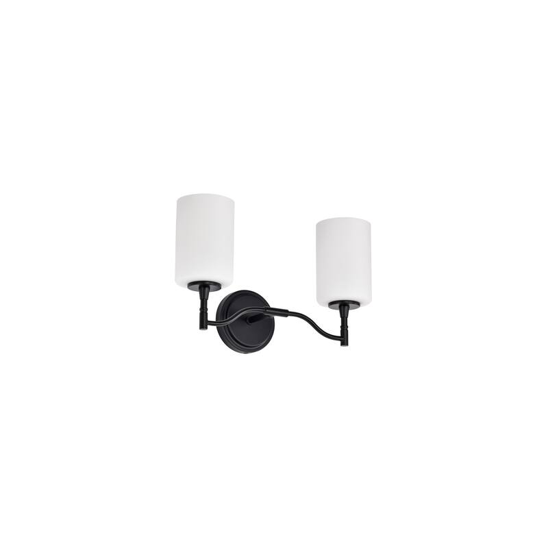 Liam 2 Light Vanity Matte Black White Opal Glass - Matte Black