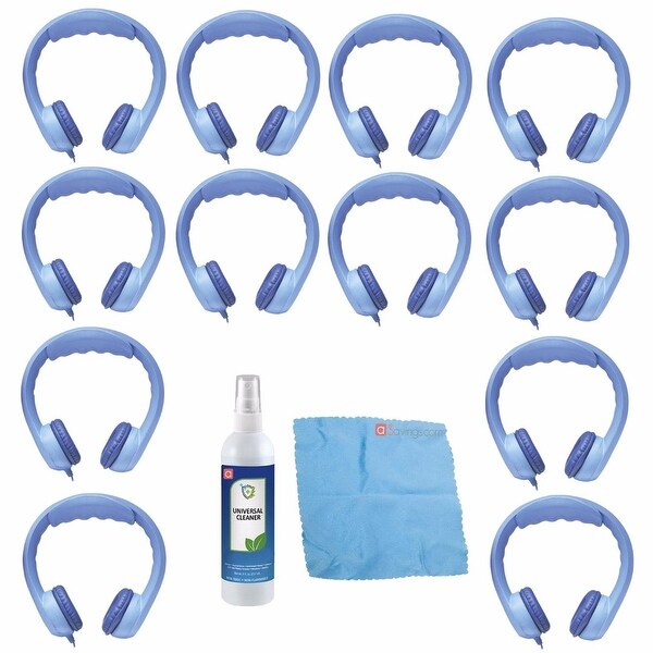 Hamilton Buhl Flex-Phones, Foam Kids Headphones - Blue (12 PK) Bundle