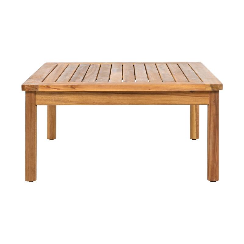 5 Pcs Outdoor Rope Weave Sofa Set, All-Weather Conversation Furniture Set with Acacia Wood Table, 2 Armchairs and Ottoman