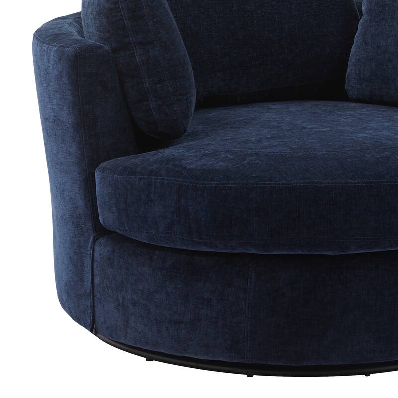 Upholstered Swivel Barrel Armchair Club Chair With Metal Base
