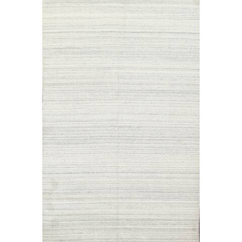 Contemporary Oriental Striped Area Rug Wool Hand-knotted Foyer Carpet - 5'1" x 7'9"