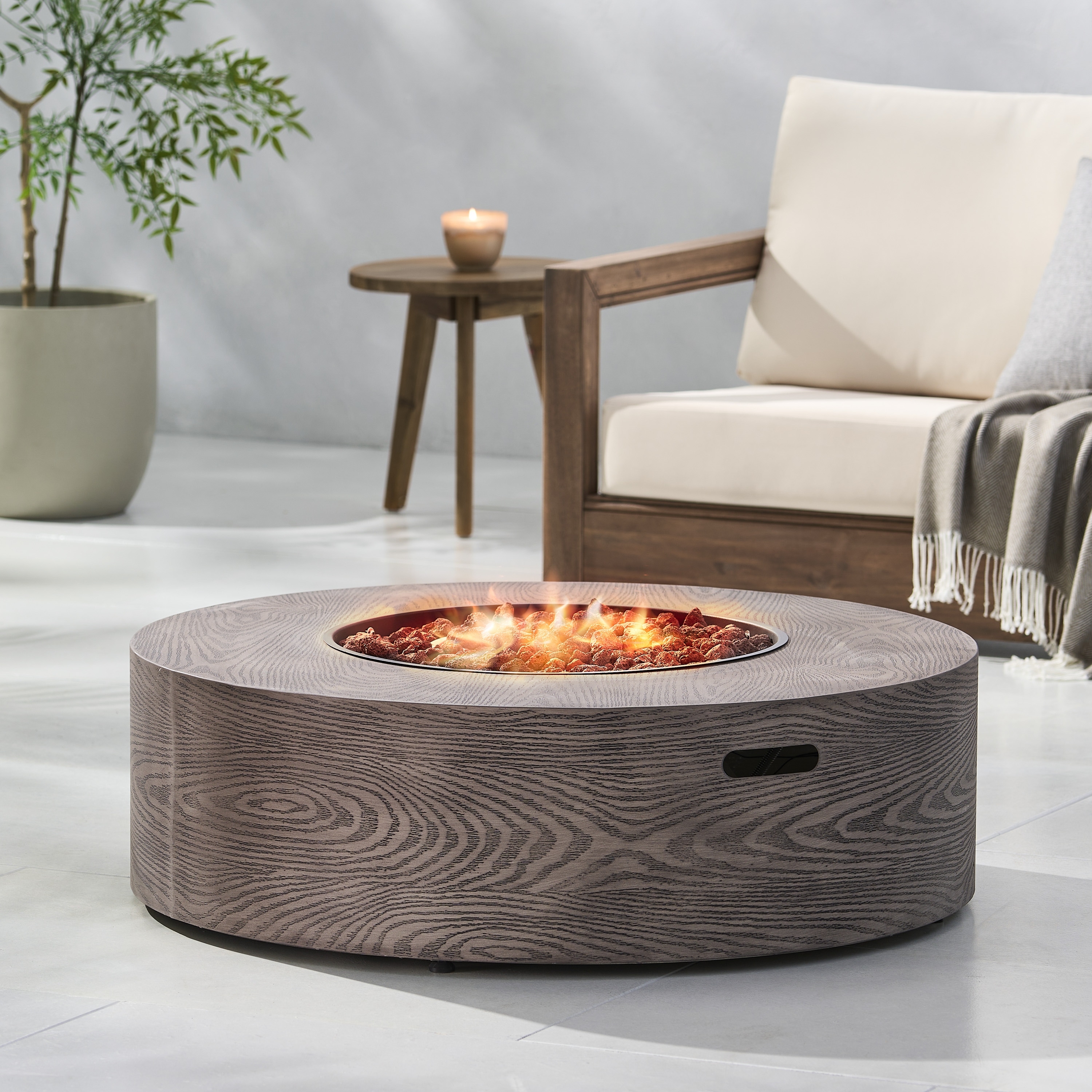 Christopher knight home circular outdoor gas fire on sale pit table with tank holder