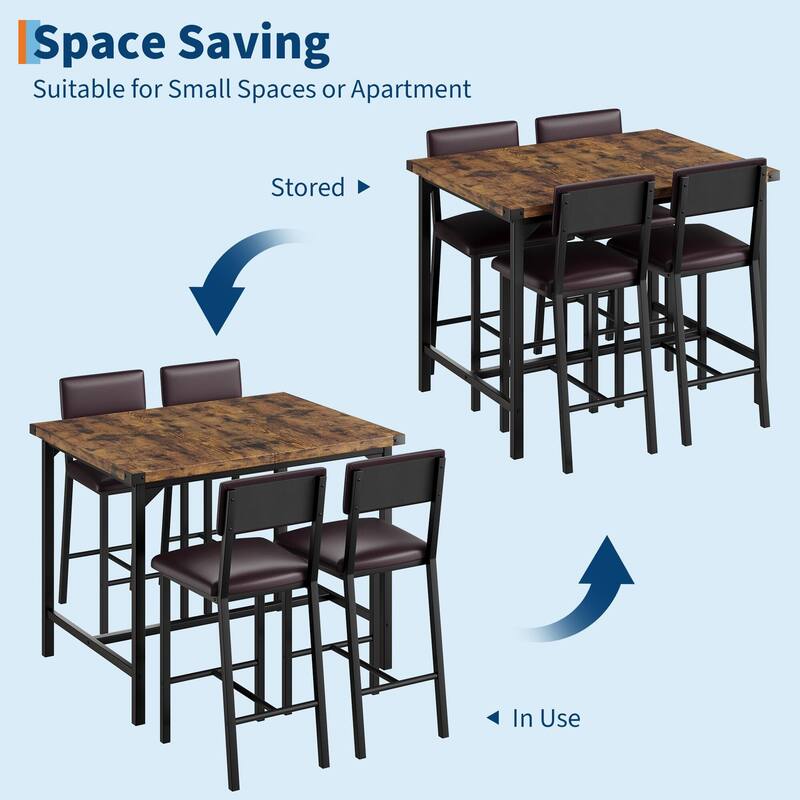 Dining Table Set for 4 w/Footrest & Corner Protector, 5-Piece Kitchen Table Set