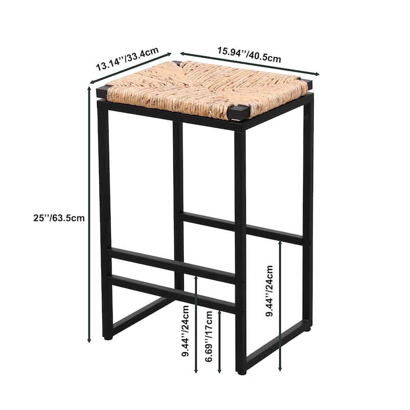 Set of 2 Modern Woven Counter Height Backless Bar Stools