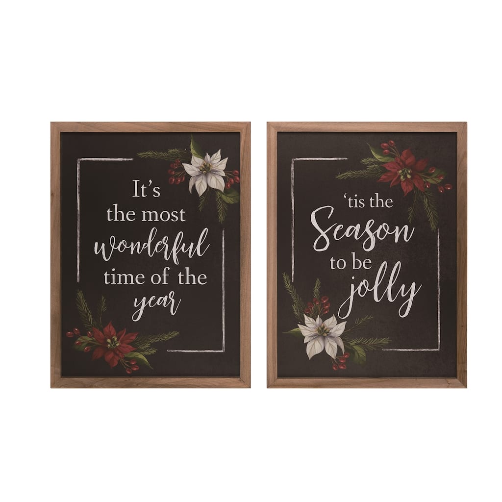 Transpac MDF Rustic Christmas Wall Decor Set of 2 Christmas Home Decorations