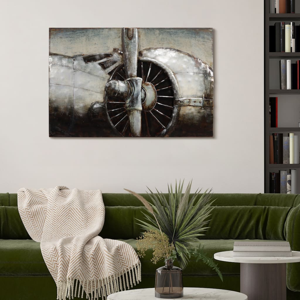 "Plane Propeller" Mixed Media Iron Hand Painted Dimensional Wall Art