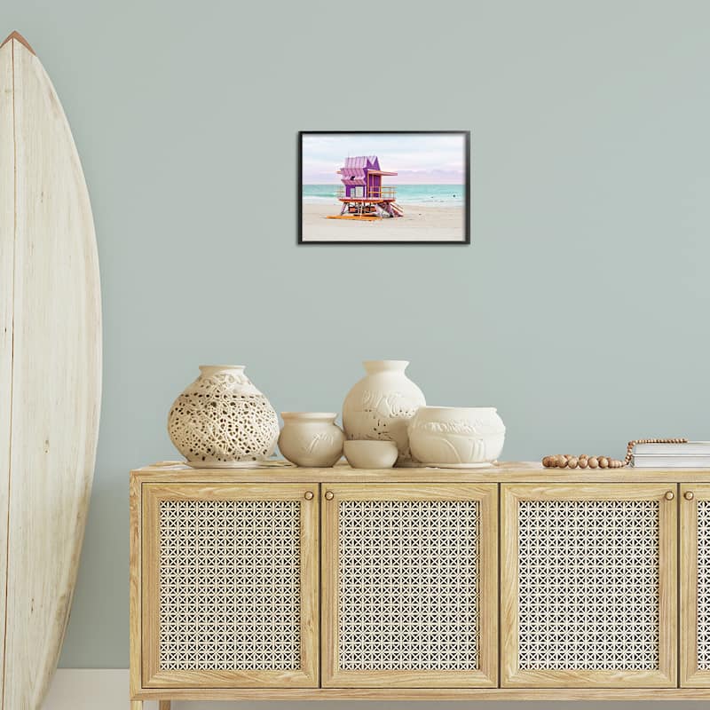 Stupell Purple Lifeguard Building Framed Giclee Art Design By Seven Trees Design