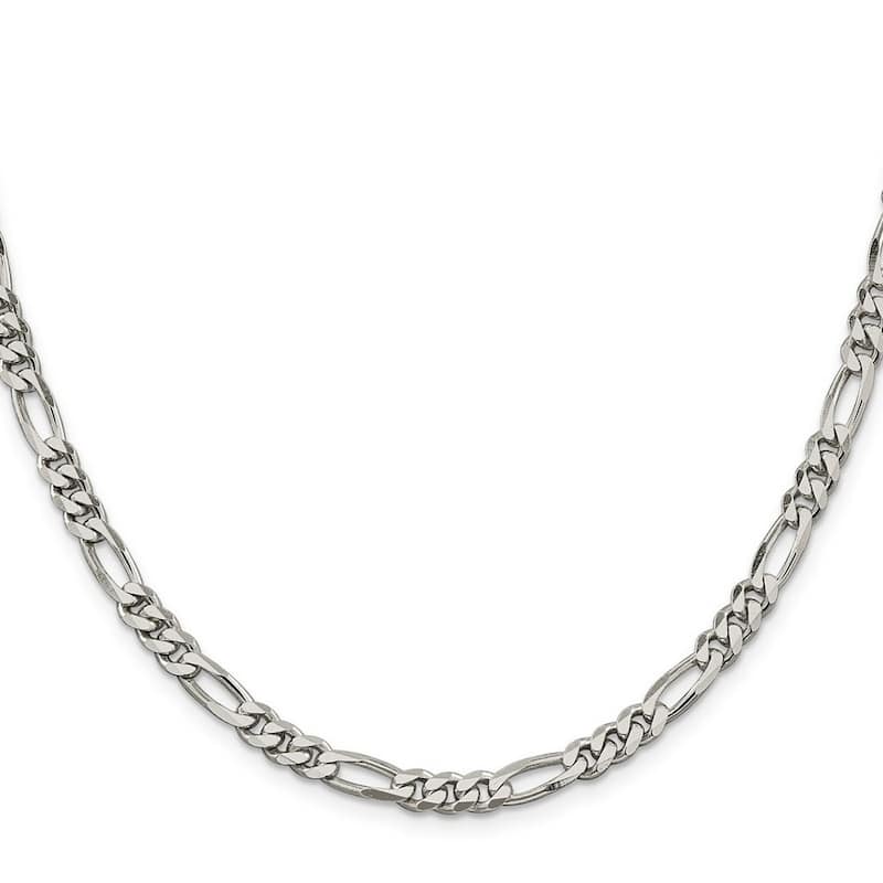 Curata 925 Sterling Silver 5.25mm Figaro Chain Necklace for Men