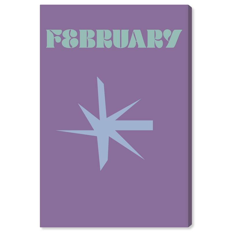 Wynwood Studio Canvas Typography and Quotes February Simple Nature Purple Modern & Contemporary Wall Art Canvas Print - 30 x 20