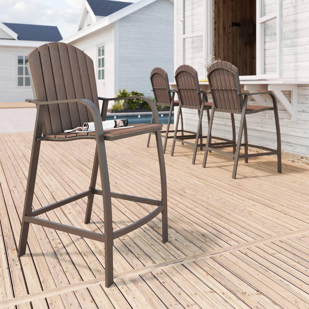 All Weather Patio Furniture Counter Height Bar Stools (Set of 4) - 21.96" W x 25.19" D x 48.22" H