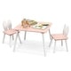 preview thumbnail 3 of 13, Kids Table and Chair Set, 3 Pcs Wooden Play Table and 2 Cute Rabbit Chairs, Solid Wood Legs, Space-Saving Pink