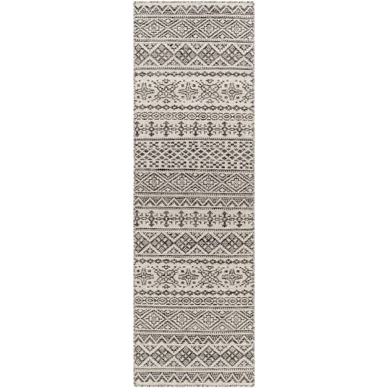 Artistic Weavers Shobha Handmade Wool Boho Area Rug - Black/Ivory - 2'6" x 8' Runner