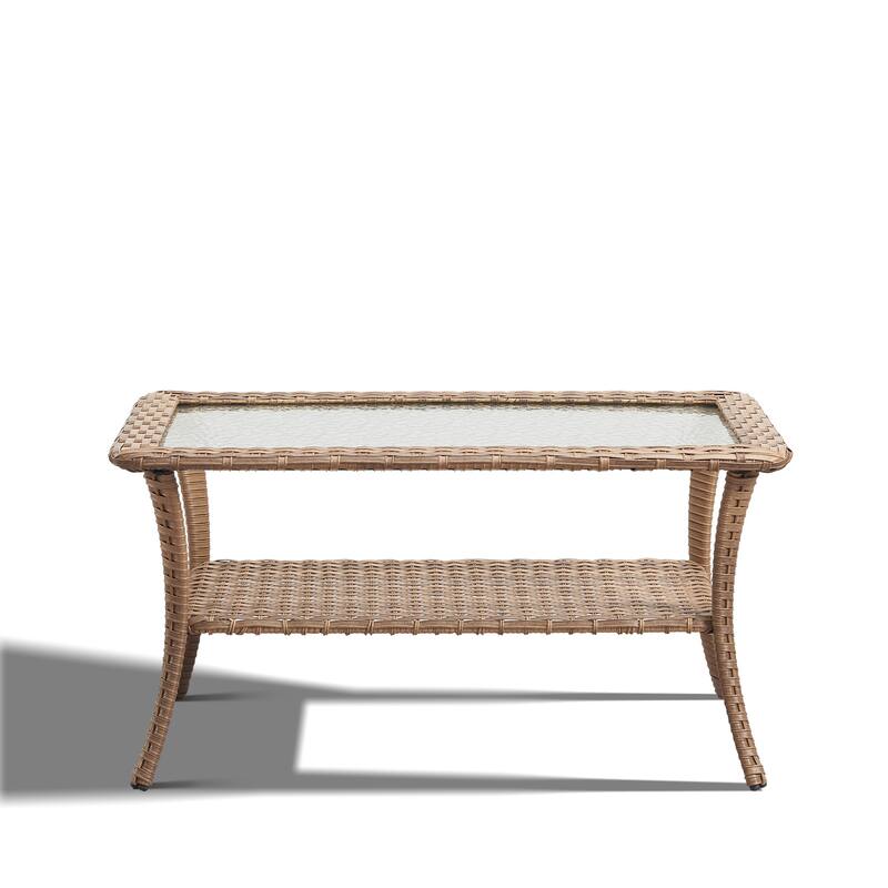 Outdoor Coffee Table with Tempered Glass Top