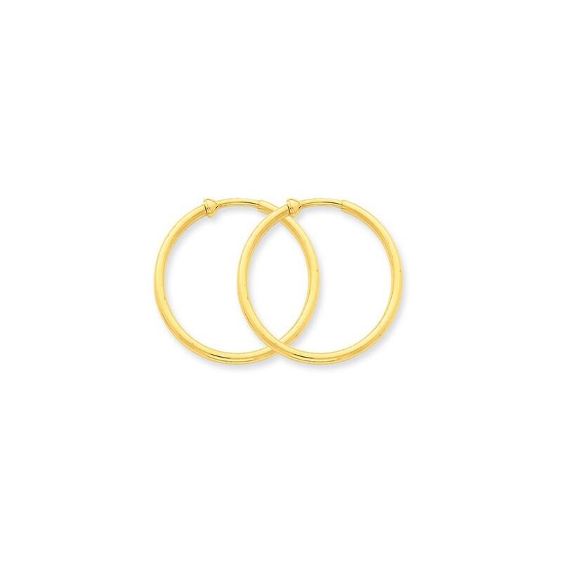 Curata 14k Yellow Gold Polished Non-Pierced 2x25mm Hoop Earrings