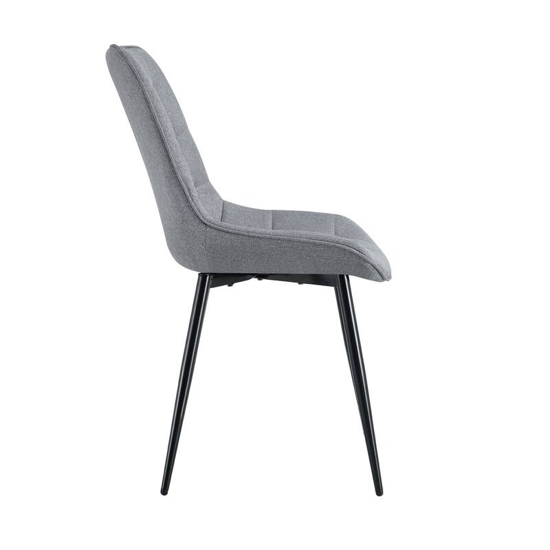 Modern Fabric Dining Chair w/ Grid Pattern and Metal Frame (Set of 2)