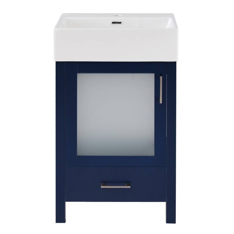 20-Inch Bathroom Vanity with Ceramic Sink & Storage - Space-Saving Freestanding Cabinet for Small Bathrooms