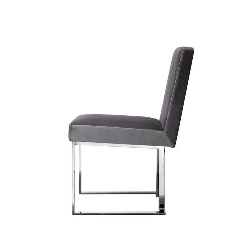 Silver/Gray Velvet Upholstered Metal Frame Dining Chair, Set of 2, Sturdy Dining Chair for Dining Rooms - 17.5