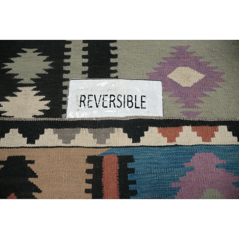 Hand Woven Oriental 100% Wool Carpet Southwestern Tribal Multi-Colored Kilim Area Rug - 8' 0'' X 4' 10''