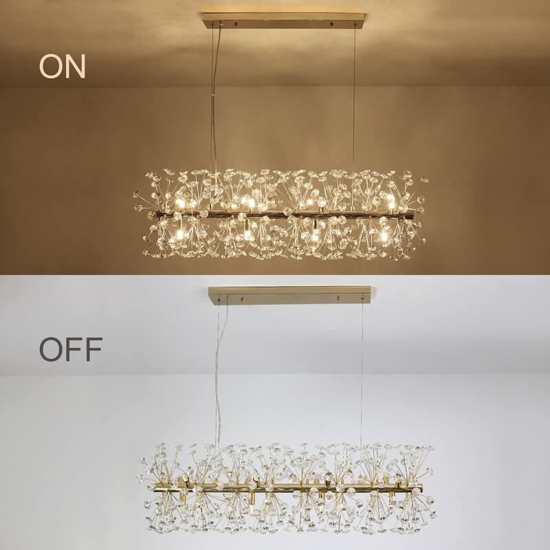 12-Light Luxury Crystal Dandelion Chandelier for Living Room, Kitchen, Dining Room - 36.6