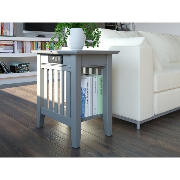 slide 2 of 11, AFI Mission Chair Side Table with Charging Station Grey