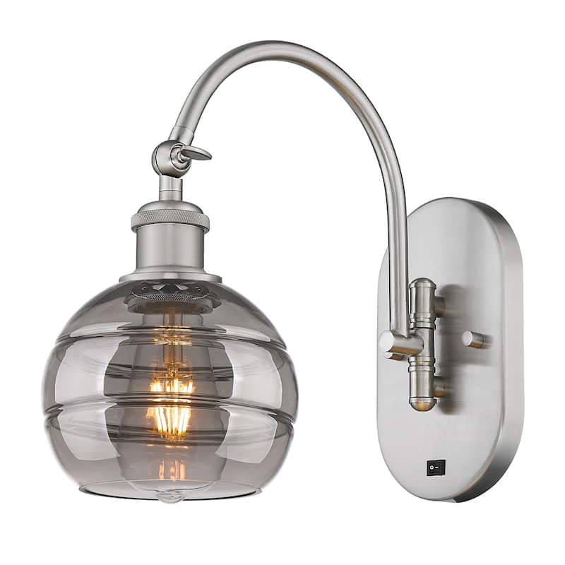 Innovations Lighting 518-1W-11-6 Rochester Sconce Rochester 11" Tall - Brushed Satin Nickel / Smoked