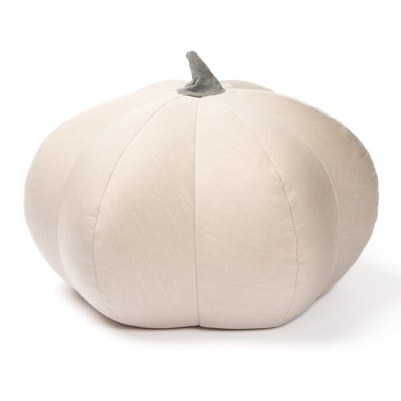 Fall Harvest Pumpkin Indoor Outdoor Pouf Ottoman - 24" - Cream