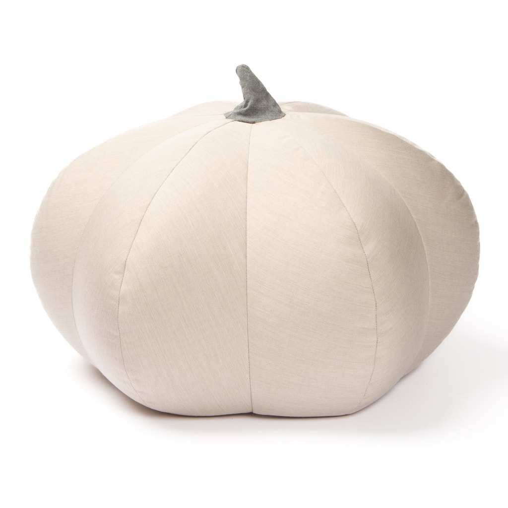 Fall Harvest Pumpkin Indoor Outdoor Pouf Ottoman - 24" - Cream