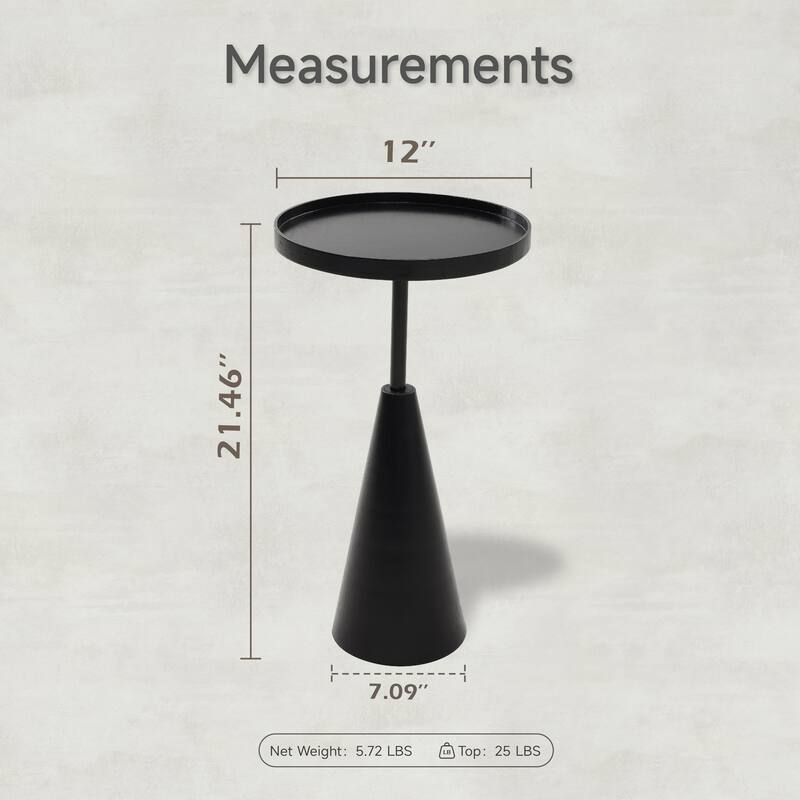 COZAYH Contemporary Round End Table with Tray Top, Solid Wood Pedestal Base for Living Room, Foyer, Study (Black)