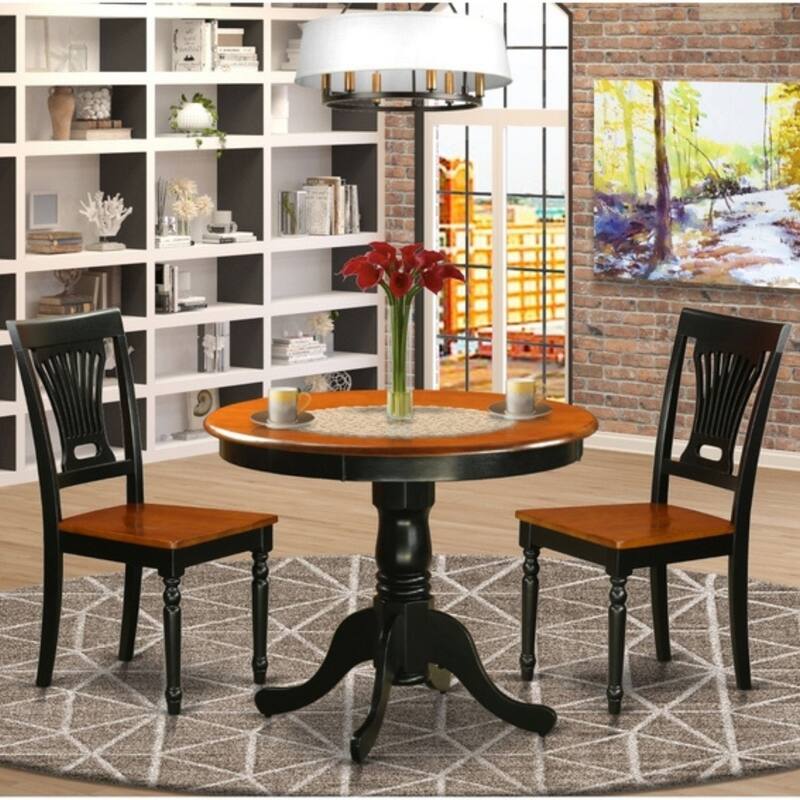 Round Kitchen Dining Set - Table with 2 Chairs - Small Space Bistro Set