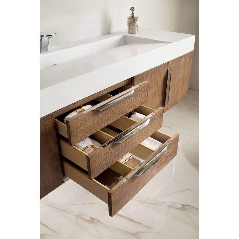James Martin Vanities Mercer Island 72" Single Vanity, Latte Oak with Brushed Nickel Hardware
