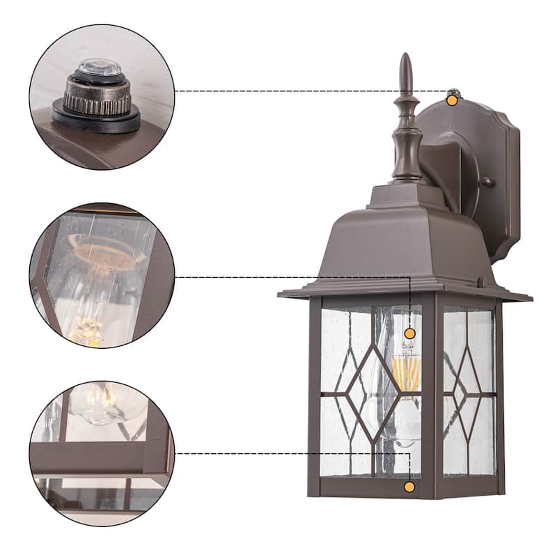 C Cattleya 2-Pack ORB Dusk to Dawn Outdoor Wall Lantern Sconce with Seeded Glass