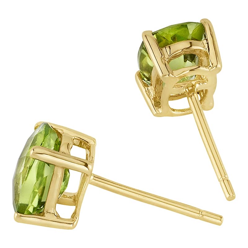 14k Yellow Gold Peridot Stud Earrings 1.82 ct Oval Shape
