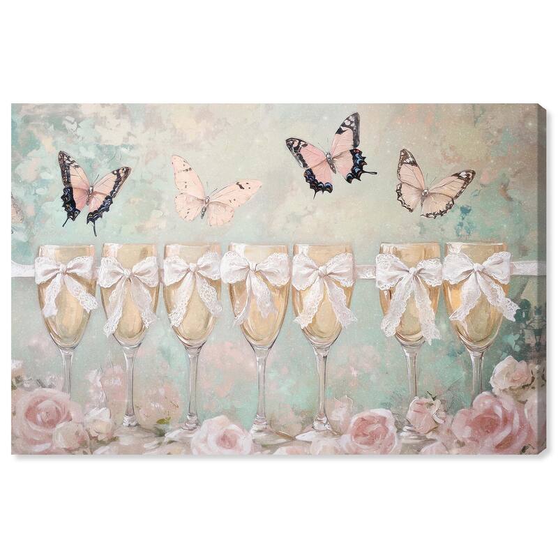 Champagne Mint and Pink Glass Canvas by Art Remedy, Gallery Wrapped - 45" x 30"